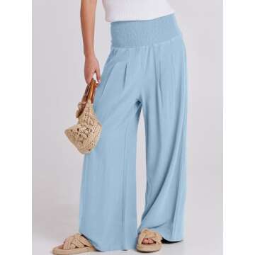 ANRABESS Women Linen Palazzo Pants Summer Boho Wide Leg High Waist Casual Lounge Pant 2025 Beach Tra...