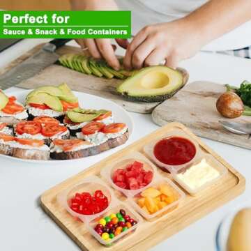 21 Sets Double Compartment Condiment Container with Lids, Mini Plastic Snack Containers with Spoons, BPA Free | Microwave Safe | Leakproof Food Storage, To Go Food Containers, Take Out Sauce Container