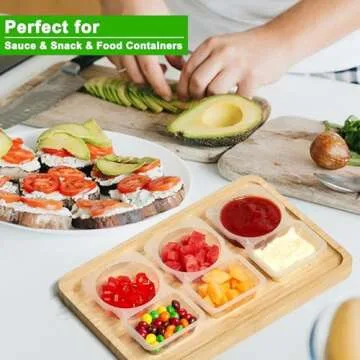 21 Sets Double Compartment Condiment Container with Lids, Mini Plastic Snack Containers with Spoons, BPA Free | Microwave Safe | Leakproof Food Storage, To Go Food Containers, Take Out Sauce Container