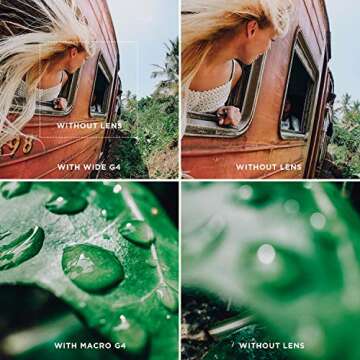 Phone Lenses by Black Eye || Combo G4 (Wide + Macro) Clip-on Lens Compatible with iPhone, iPad, Samsung Galaxy, and All Camera Phone Models - G4CB001