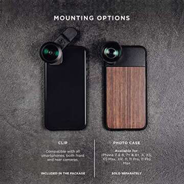 Phone Lenses by Black Eye || Combo G4 (Wide + Macro) Clip-on Lens Compatible with iPhone, iPad, Samsung Galaxy, and All Camera Phone Models - G4CB001