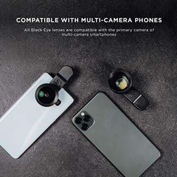 Phone Lenses by Black Eye || Combo G4 (Wide + Macro) Clip-on Lens Compatible with iPhone, iPad, Samsung Galaxy, and All Camera Phone Models - G4CB001