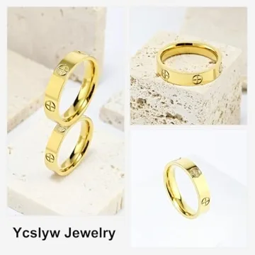 Elegant YCSLYW Ladies Stainless Steel Love Ring