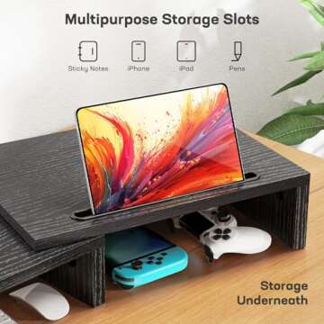 LORYERGO Dual Monitor Stand: Adjustable Ergonomic Riser