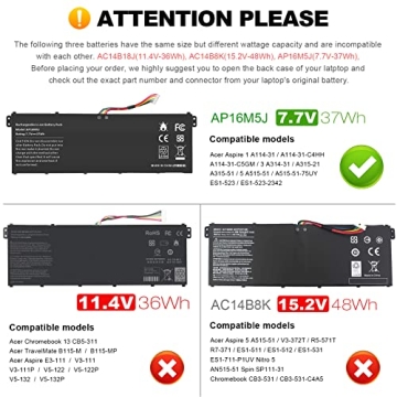 Futurebatt AP16M5J Replacement Battery for Acer Aspire Laptops