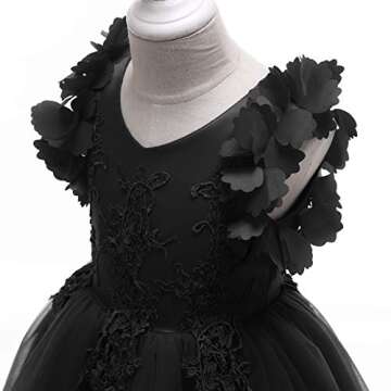 Weileenice Black Flower Girl Party Dresses 4 5 Formal Kids Wedding Birthday Pageant Daddy Daughter D...