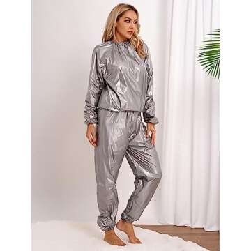 Fldy Sauna Suit Grey PVC for Weight Loss and Exercise