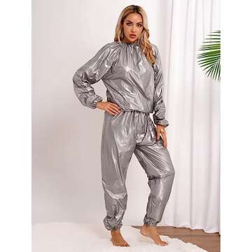 Fldy Sauna Suit Grey PVC for Weight Loss and Exercise