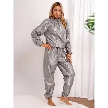 Fldy Sauna Suit Grey PVC for Weight Loss and Exercise