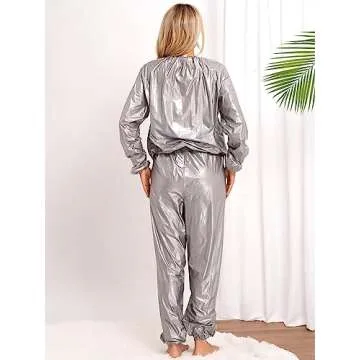 Fldy Sauna Suit Grey PVC for Weight Loss and Exercise