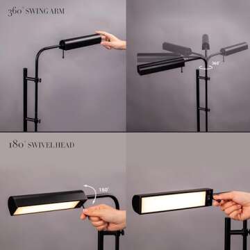 O'Bright Cedric Adjustable Pharmacy Floor Lamp - Industrial Design for Reading, Crafting, Work - 10W LED, Height 45-61 inches - Ideal for Living Room, Bedside, Office - Black