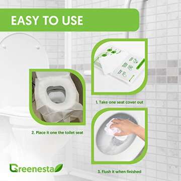 GREENESTA XXL Flushable Paper Toilet Seat Cover Disposable (60 Pcs) (16" x 24") In Public Restrooms, Airplane Travel Essentials Kids With An Individually Wrapped Covers Shields Us From Unsanitary…