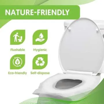 GREENESTA XXL Flushable Paper Toilet Seat Cover Disposable (60 Pcs) (16" x 24") In Public Restrooms, Airplane Travel Essentials Kids With An Individually Wrapped Covers Shields Us From Unsanitary…