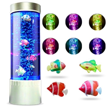 Brewish Bubble Fish Lamp | Desktop Sensory LED Bubble Lamp | Color Changing Aquarium lamp | Artifici...