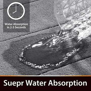 Yimobra Memory Foam Bath Mat Large Size, 31.5 x 19.8, Super Soft Non-Slip Bathroom Rug, Water Absorption, Machine Wash, Thick, Comfortable, Easier to Dry for Bathroom Mat, Tub and Shower, Grey