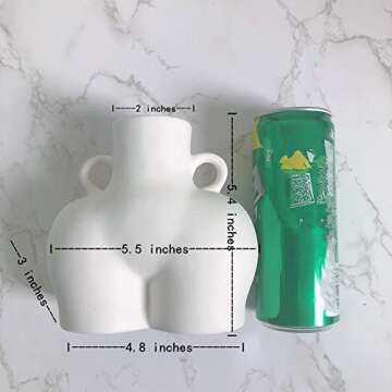 Fatty Bee Female Form Body Art Vase, Butt Flower Ceramic Vase for Home Office Décor, Boho Décor, Sculpture White Modern Vase.