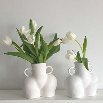 Fatty Bee Female Form Body Art Vase, Butt Flower Ceramic Vase for Home Office Décor, Boho Décor, Sculpture White Modern Vase.