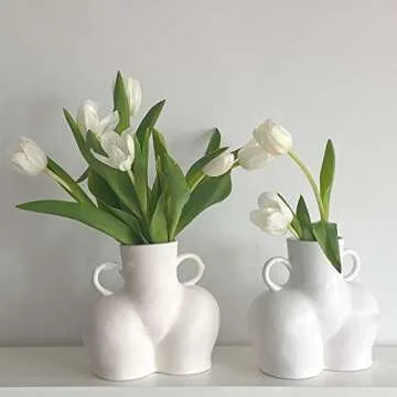 Fatty Bee Female Form Body Art Vase, Butt Flower Ceramic Vase for Home Office Décor, Boho Décor, Sculpture White Modern Vase.