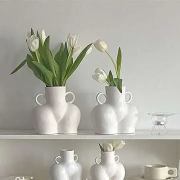 Fatty Bee Female Form Body Art Vase, Butt Flower Ceramic Vase for Home Office Décor, Boho Décor, Sculpture White Modern Vase.