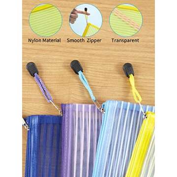 JARLINK 20 Pack 10 Colors Zipper Mesh Pouch, Zipper Bag Multipurpose Travel Bags for Office Supplies Cosmetics Travel Accessories Multicolor