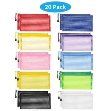 JARLINK 20 Pack 10 Colors Zipper Mesh Pouch, Zipper Bag Multipurpose Travel Bags for Office Supplies Cosmetics Travel Accessories Multicolor