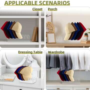 Fivaran Hat Stand for Baseball Caps, Acrylic Hat Organizer for Baseball Caps, Hat Stands for Display, Baseball Cap Organizer, For 14 Baseball Caps Hat Holder, for Bedroom, Closet, Dresser