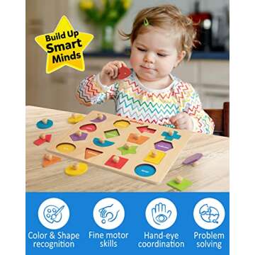 Coogam Wooden Shape Peg Puzzle for Early Learning