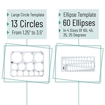 Mr. Pen- French Curve, Large Circle Template and Ellipse Template (6 Pc), Curve Ruler, Drawing Tools, Drafting Tools, Geometry Template, Drawing Templates, Architectural Templates, Journaling Supplies