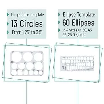 Mr. Pen- French Curve, Large Circle Template and Ellipse Template (6 Pc), Curve Ruler, Drawing Tools, Drafting Tools, Geometry Template, Drawing Templates, Architectural Templates, Journaling Supplies