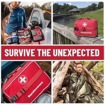 Surviveware 238 Pcs Comprehensive Premium Survival First Aid Kit - Medical Emergency Kit for Travel Camping Gear, Home Essentials & Outdoor Emergencies - HSA & FSA Eligible Survival Kit