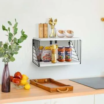 Floating Bedside Table Floating Nightstand Bedside Shelf Wall Mounted Nightstand 2 Tier Floating Wall Shelf Beside Table Floating Shelves for Wall in Bedroom Living Room Bathroom Kitchen Office, White