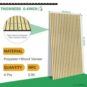 4 Pack Large Acoustic Panels, 47.2"X 23.6" Acoustical Wall Panels for Enhanced Sound Quality