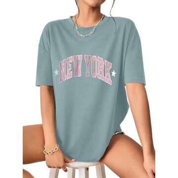 Remidoo Women's Casual Short Sleeve Graphic Oversized T Shirt