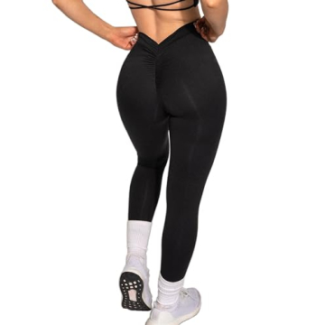 Danysu Women's V Cut Leggings - V-Back Scrunch Butt Leggings Soft High Waisted Booty Tights Workout ...