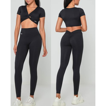 Danysu Women's V Cut Leggings - Soft High Waist Booty Tights