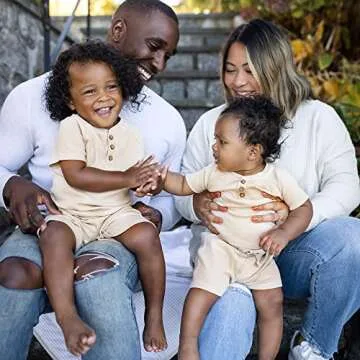 Burt's Bees Baby Boys Shirt Pant Set, Top & Bottom Outfit Bundle, 100% Organic And Toddler Layette Set, Fossil Ribbed Tee & Short Set, 3T US