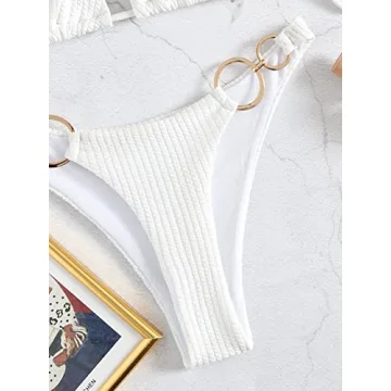 Chic WDIRARA Women's Ring Halter Bikini Swimsuit