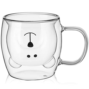 Cute Bear Tea Cup Double Wall Glass Mug for All Ages
