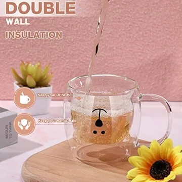 Cute Bear Tea Cup Double Wall Glass Mug for All Ages
