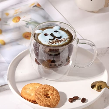 Cute Bear Tea Cup Double Wall Glass Mug for All Ages