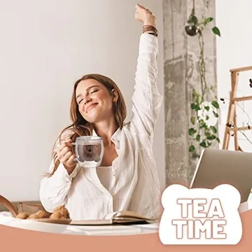 Cute Bear Tea Cup Double Wall Glass Mug for All Ages