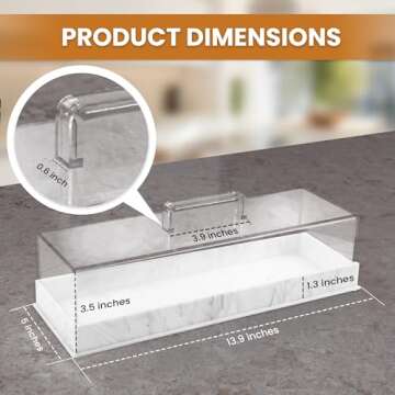 Perco Rectangular Cake Tray with Lid - White Marbleized Shatter Resistant Cake Holder with Clear Tra...