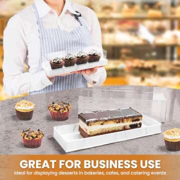 Perco Rectangular Cake Tray with Lid - White Marbleized Shatter Resistant Cake Holder with Clear Transparent Cover - for Elegant Culinary Displays - Perfect for Cakes, Pastries, Desserts, and More