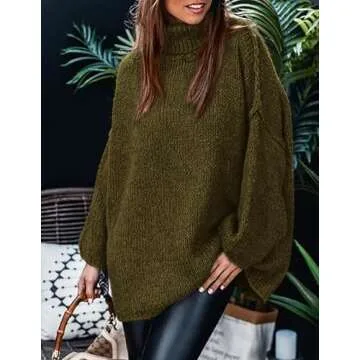 PRETTYGARDEN Women's Winter Turtleneck Oversized Sweater