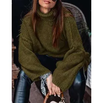 PRETTYGARDEN Women's Winter Turtleneck Oversized Sweater