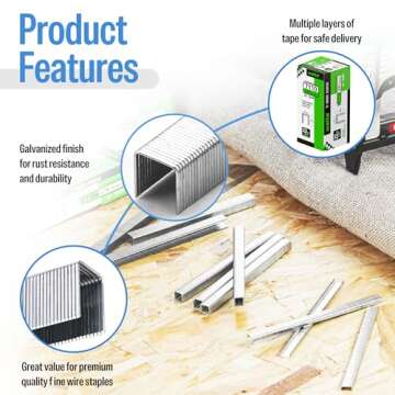 meite 22G71S38 22 Gauge 71 Series 3/8" Crown Wide 3/8" Leg Length Galvanized Staples for Upholstery Stapler 10,020 PCS/Box (1 Box)