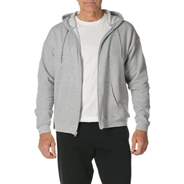 Hanes Men's Hoodie, EcoSmart Fleece Zip-Front Hooded Sweatshirt, Cotton-Blend Fleece Hooded Sweatshirt, Mid-Weight Zip-Up