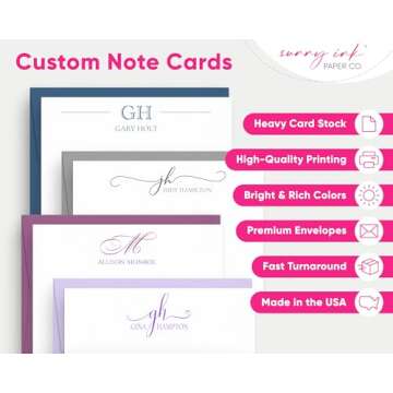 Elegant Personalized Monogram Initials Note Cards - Custom Stationery for Every Occasion