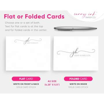 Personalized Monogram Note Cards - Elegant Custom Stationery