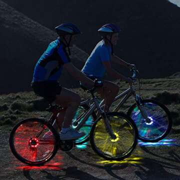 TINANA Rechargeable Bike Wheel Hub Lights Waterproof LED Cycling Spoke Lights 7 Color Bicycle Safety Warning Decoration Light for Kids and Adults Night Riding (2 Pack)